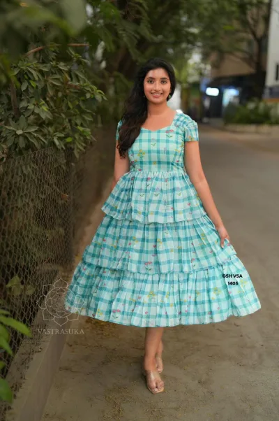 Mul Chanderi Tiered Frock Dress